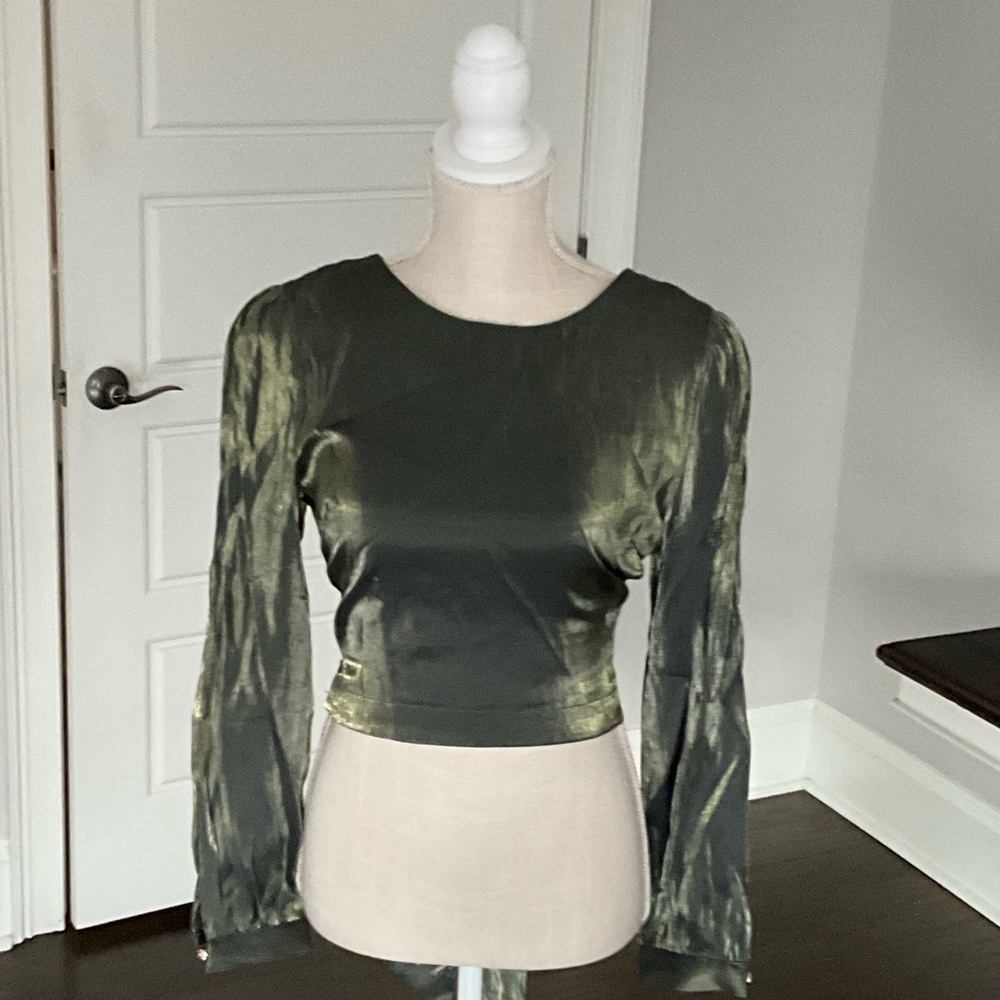 Chic Satin Olive Women's Blouse